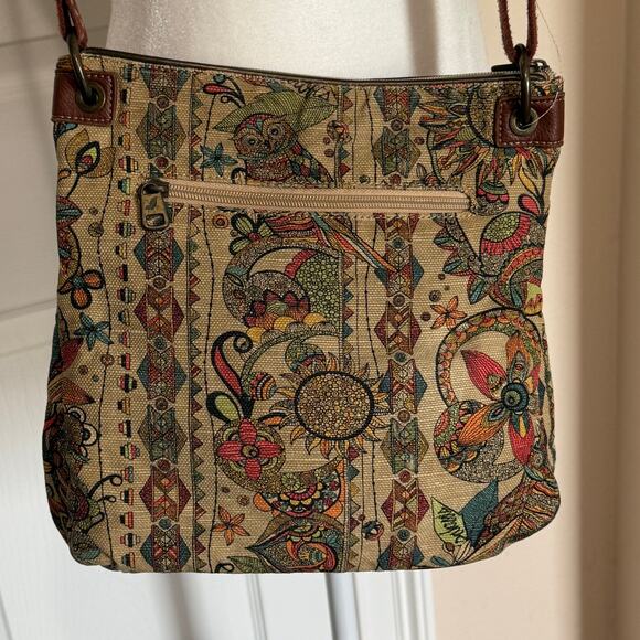 Sakroots Crossbody Bag – Boho Floral Canvas Purse with Faux Leather Trim - Picture 2 of 9